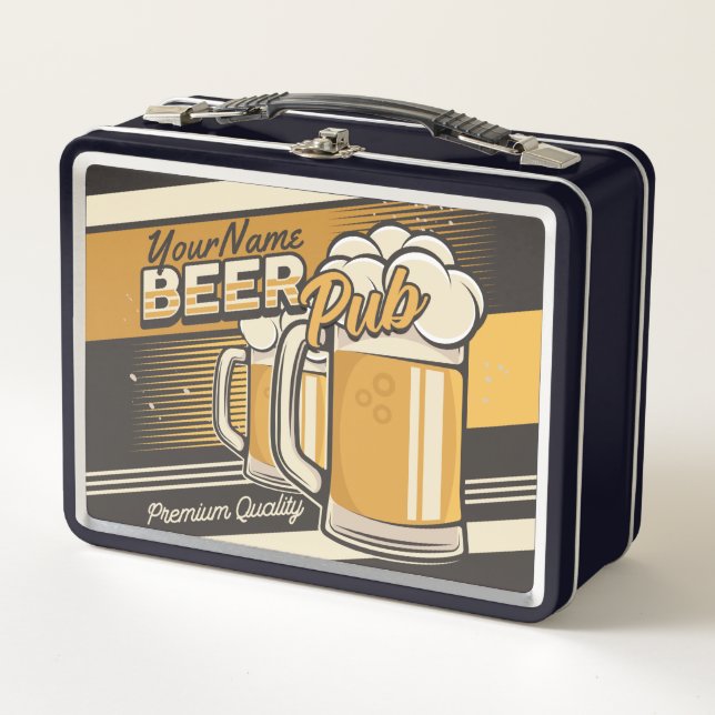 Personalised Premium Cold Beer Mug Pub Bar  Metal Lunch Box (Front)