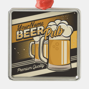 Personalised Premium Cold Beer Mug Pub Bar  Metal Tree Decoration