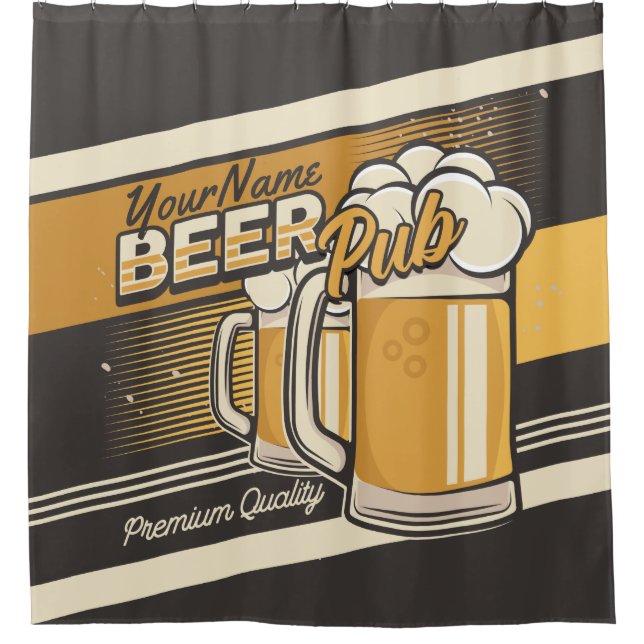 Personalised Premium Cold Beer Mug Pub Bar  Shower Curtain (Front)