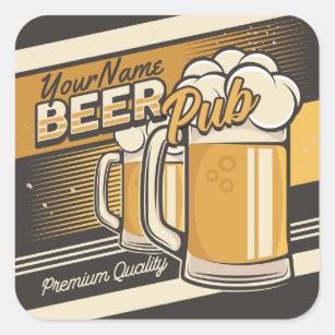 Personalised Premium Cold Beer Mug Pub Bar  Square Sticker