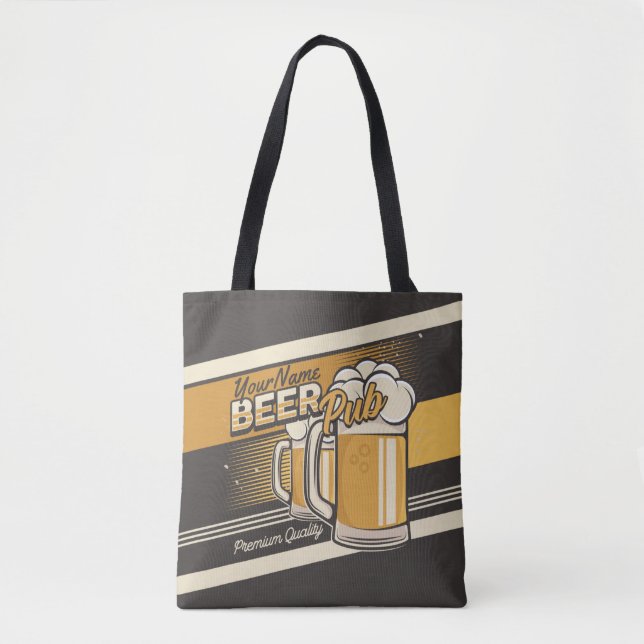 Personalised Premium Cold Beer Mug Pub Bar Tote Bag (Front)