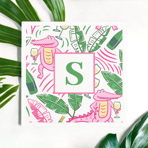 Personalised Preppy Alligator & Wine Southern Napkin