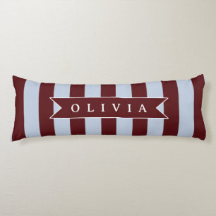 Personalised Preppy Brown Blue Cabana Stripe Body Cushion