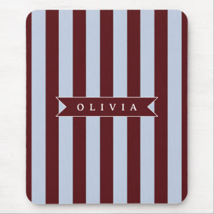 Personalised Preppy Brown Blue Cabana Stripe Mouse Mat