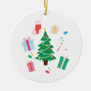 Personalised Preppy Christmas Tree Holiday Ceramic Tree Decoration