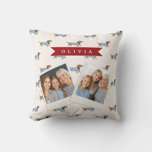 Personalised Preppy Cute Dachshund Dog Pattern Cushion