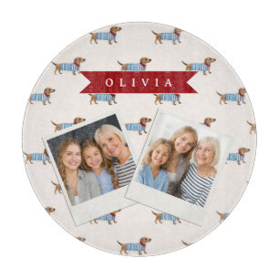 Personalised Preppy Cute Dachshund Dog Pattern Cutting Board