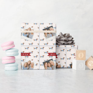 Personalised Preppy Cute Dachshund Dog Pattern Wrapping Paper