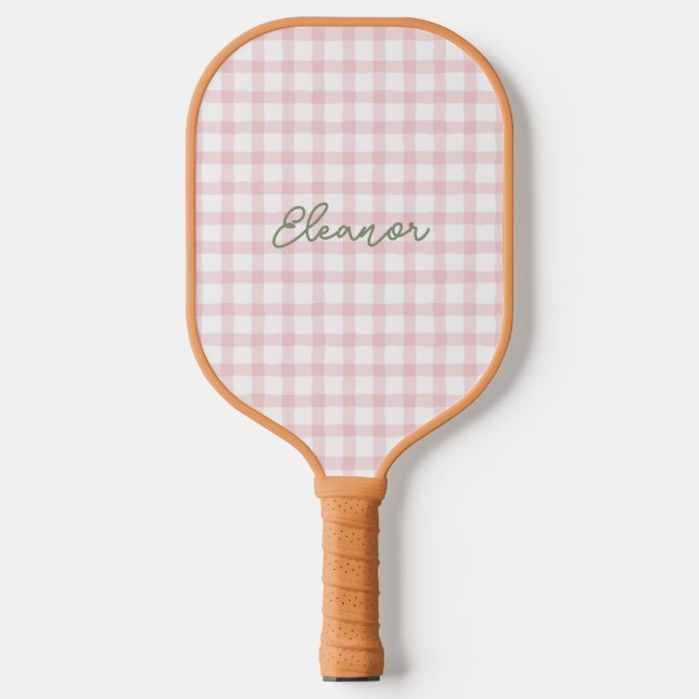 Personalised Preppy Gingham Pickleball Paddle (Front)