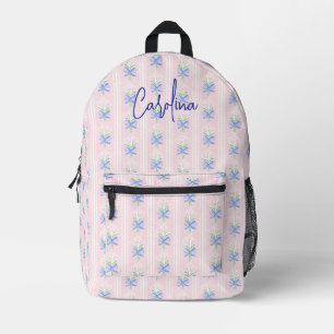 Personalised preppy grandmillennial floral bows printed backpack