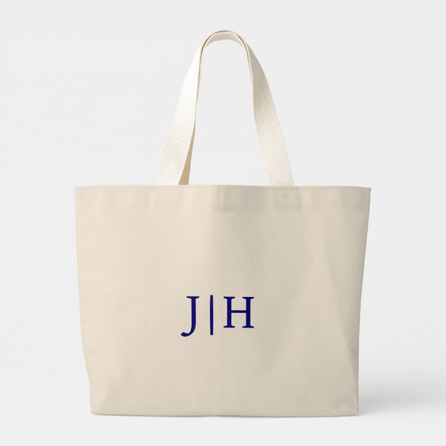 Personalised Preppy Navy Monogram Canvas Tote Bag (Back)