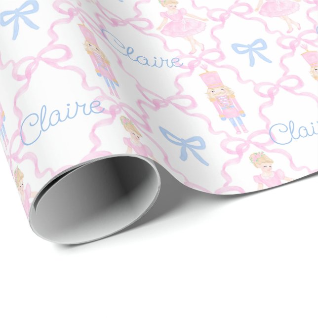 Personalised Preppy Nutcracker Custom Name Wrapping Paper (Roll Corner)