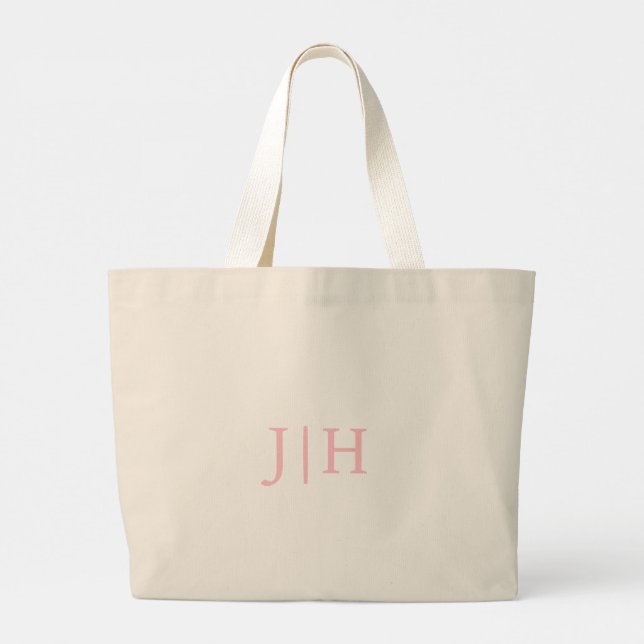 Personalised Preppy Pink Monogram Canvas Tote Bag (Back)