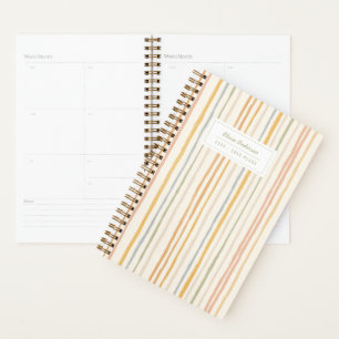 Personalised Preppy Stripe Illustrated Pastel 2027 Planner