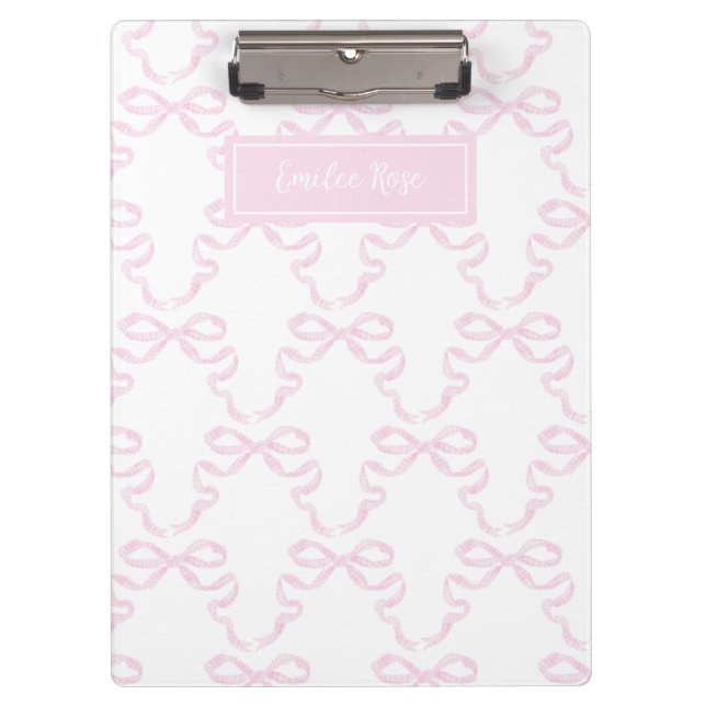 Personalised Preppy Watercolor Bow Ribbonerie  Clipboard (Front)