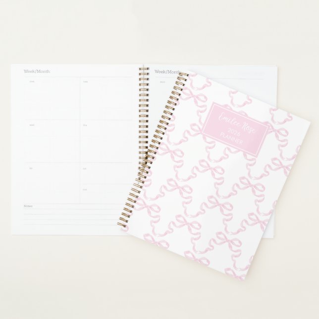 Personalised Preppy Watercolor Bow Ribbonerie  Planner (Display)