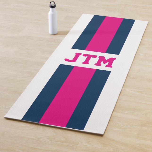 Personalised Preppy Yoga Mat Monogram Stripes (In Situ)