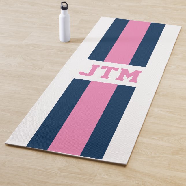 Personalised Preppy Yoga Mat Monogram Stripes (In Situ)