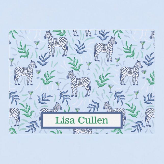 Personalised Preppy Zebras & Martinis Blue  Thank You Card (Creator Uploaded)