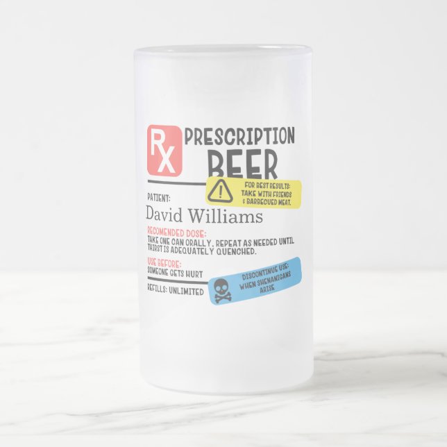 Personalised Prescription Beer Mug (Center)