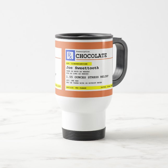 Personalised Prescription Hot Chocolate or Coffee  Travel Mug (Front Right)