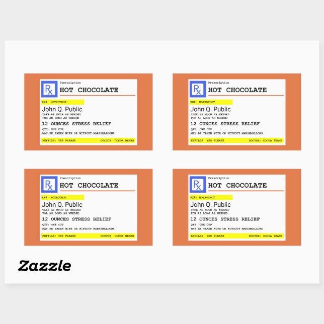 Personalised Prescription Hot Chocolate  Rectangular Sticker (Sheet)
