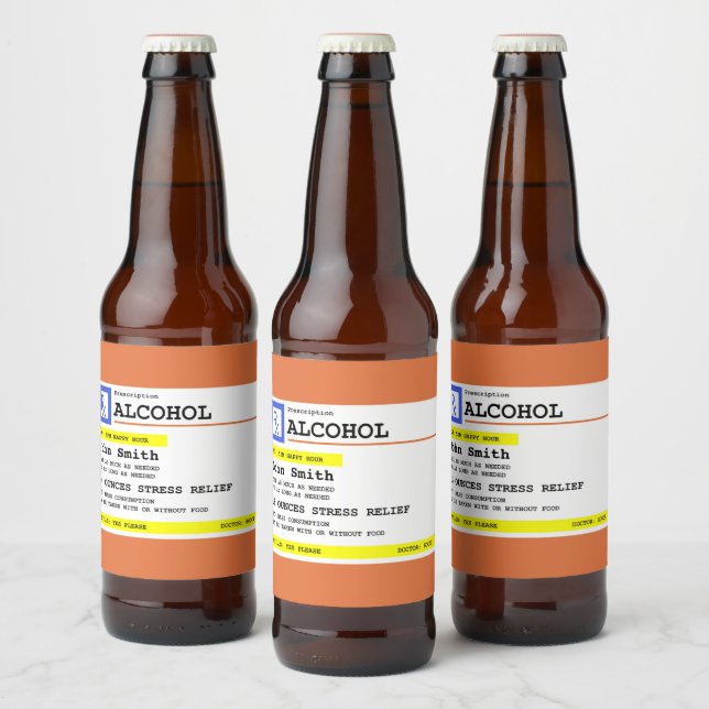Personalised Prescription Humourous Alcohol  Beer Bottle Label (Bottles)