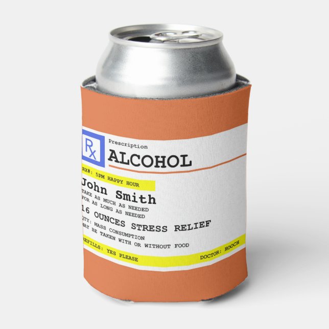 Personalised Prescription Humourous Alcohol Can Cooler (Can Front)