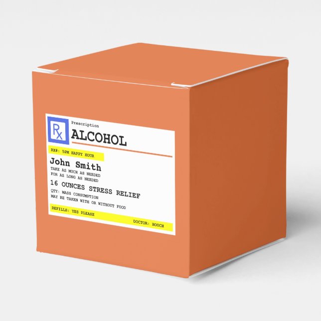 Personalised Prescription Humourous Alcohol   Favour Box (Front Side)