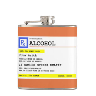 Personalised Prescription Humourous Alcohol     Hip Flask