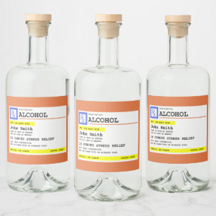 Personalised Prescription Humourous Alcohol    Liquor Bottle Label