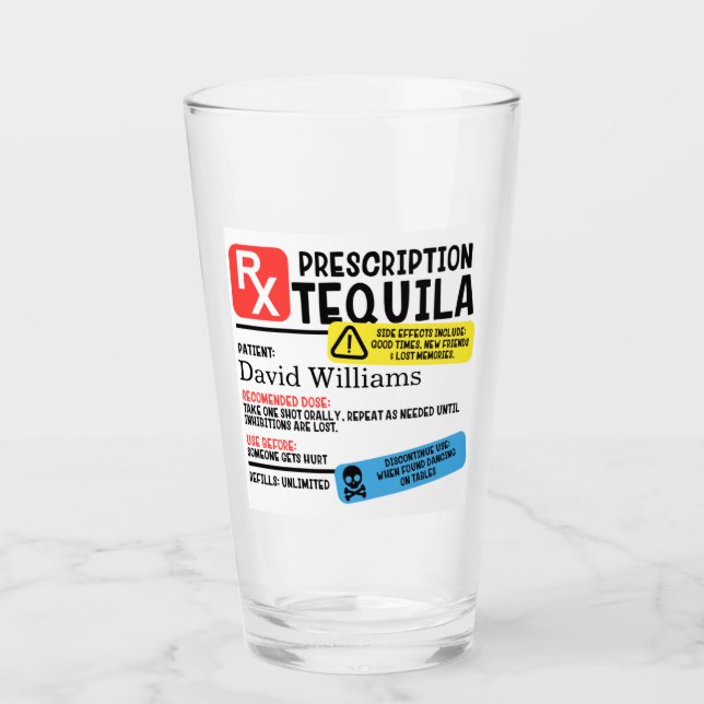 Personalised Prescription Tequila Glass (Front)