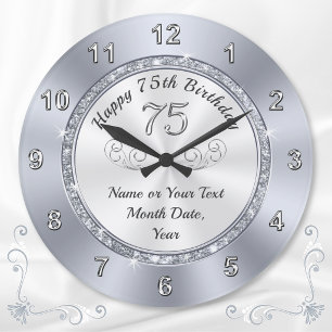 Personalised, Presents for 75th Birthday Clock