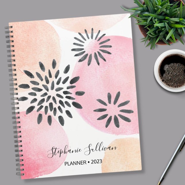 Personalised Pretty Abstract Floral Pink 2022 Planner (Creator Uploaded)
