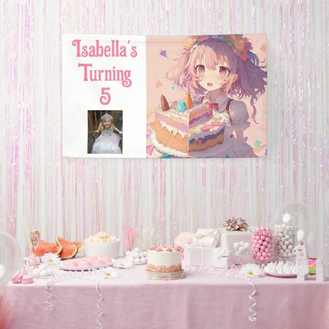 Personalised Pretty Anime Girl  Banner (Party)