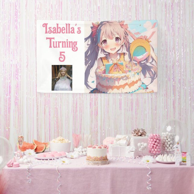 Personalised Pretty Anime Girl  Banner (Party)