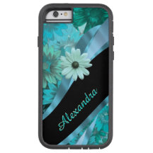 Personalised pretty aqua blue floral pattern