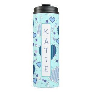 Personalised Pretty Blue Hearts Tumbler