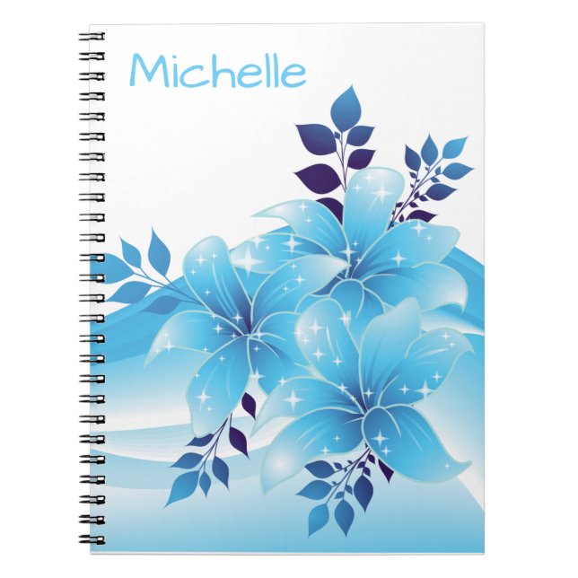 Personalised Pretty  Blue Lilies Notebook (Front)