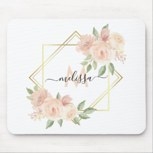 Personalised Pretty Blush Floral Mouse Pad