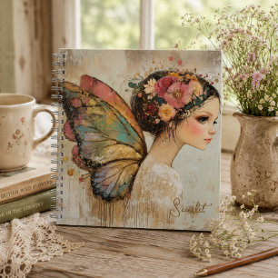 Personalised Pretty Boho Butterfly Fairy Pastel Notebook