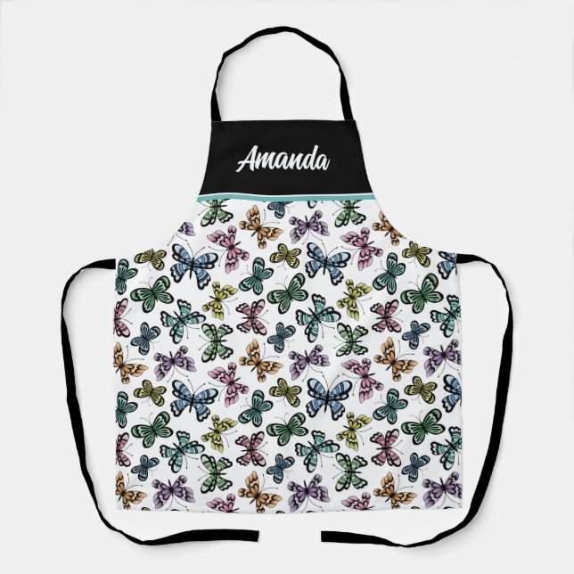 Personalised Pretty Butterfly Apron (Front)