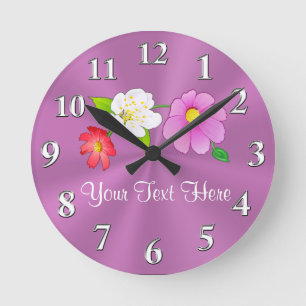 Personalised Pretty Clocks with Hawaiian Flowers