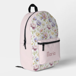 Personalised Pretty Colourful Modern Girly Floral Printed Backpack