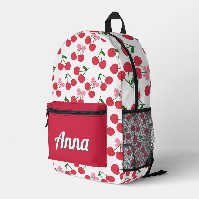 Personalised Pretty Colourful Modern Girly Fruit Printed Backpack (Back Corner Right)