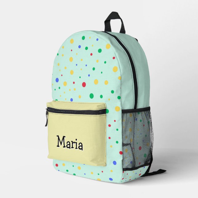 Personalised Pretty Colourful Modern Girly Rainbow Printed Backpack (Back Corner Right)