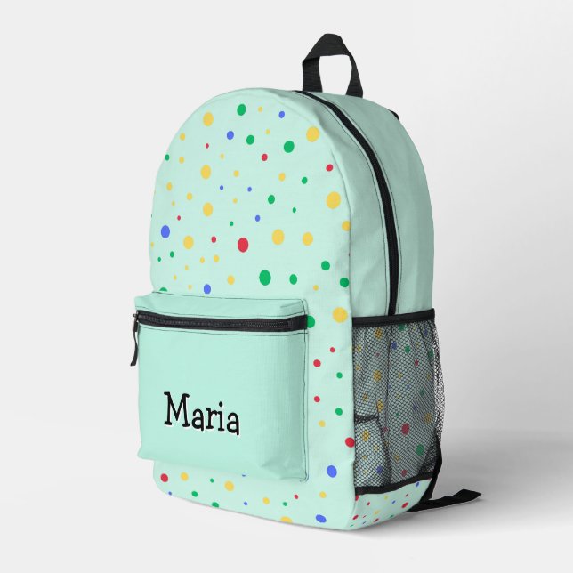 Personalised Pretty Colourful Modern Girly Rainbow Printed Backpack (Back Corner Right)