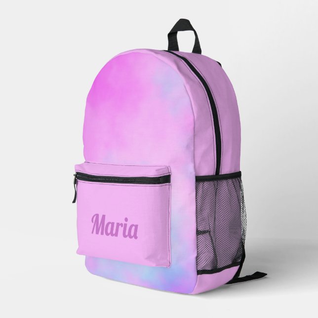 Personalised Pretty Colourful Modern Girly Rainbow Printed Backpack (Back Corner Right)