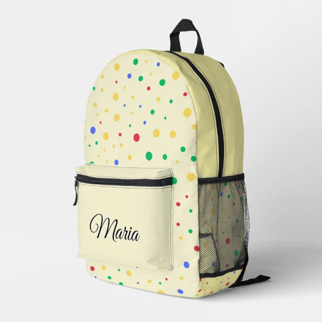 Personalised Pretty Colourful Modern Girly Rainbow Printed Backpack (Back Corner Right)