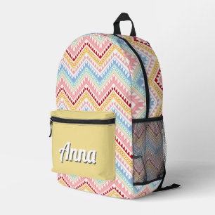 Personalised Pretty Colourful Modern Girly Rainbow Printed Backpack